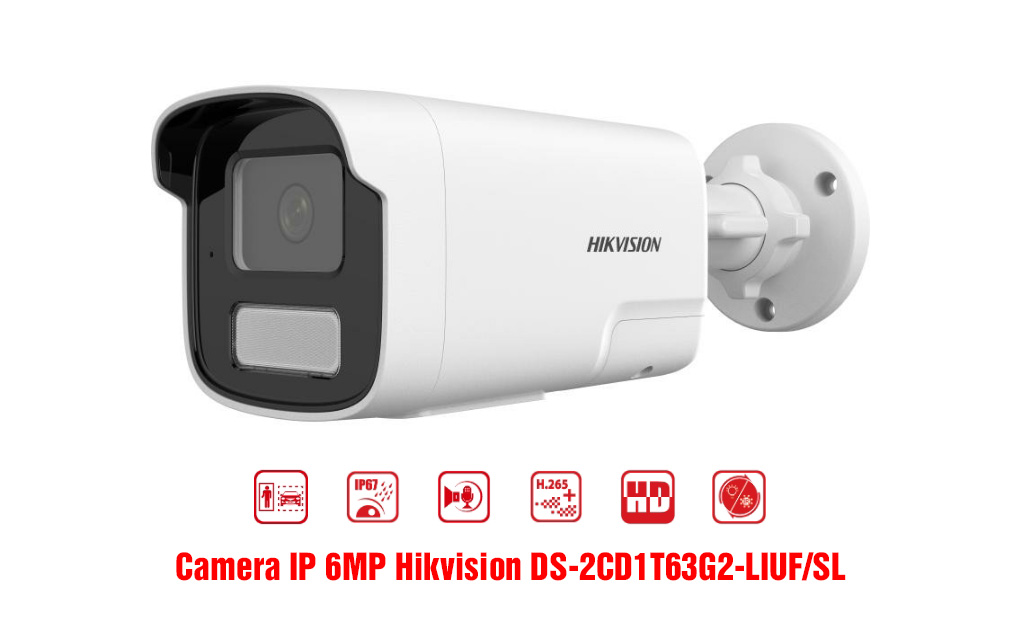 Camera IP 6MP Hikvision DS-2CD1T63G2-LIUF/SL