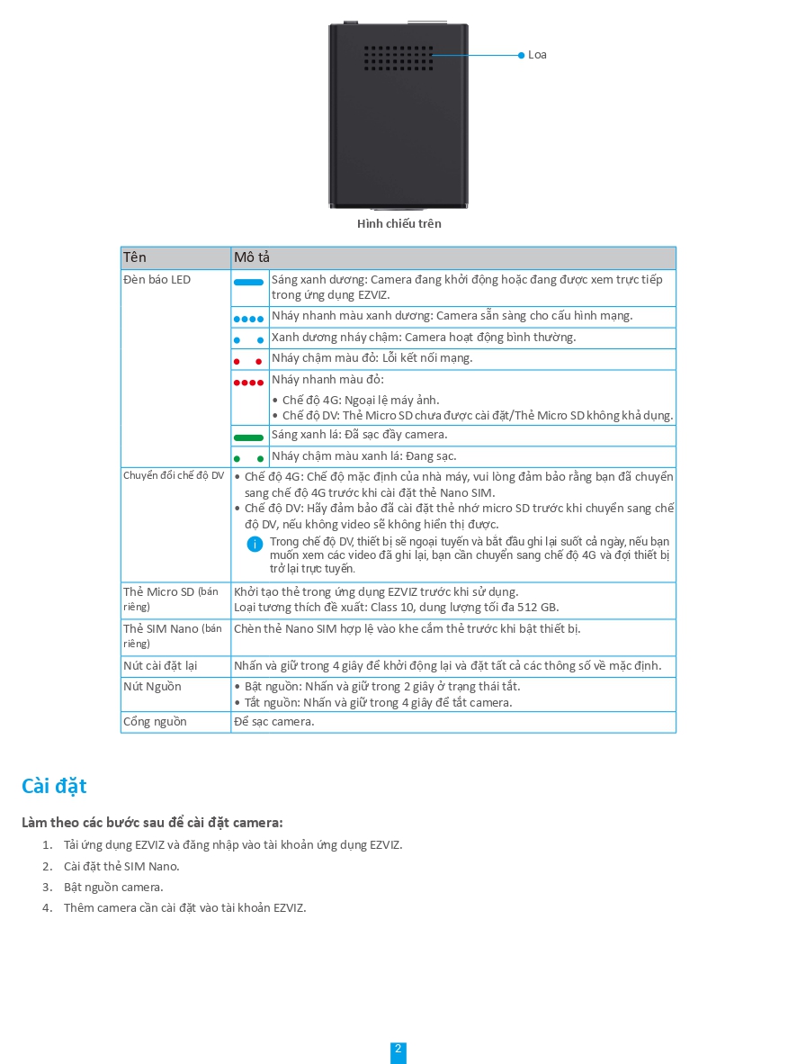 Camera Wifi dùng pin 3MP EZVIZ CB2 4G (2K)