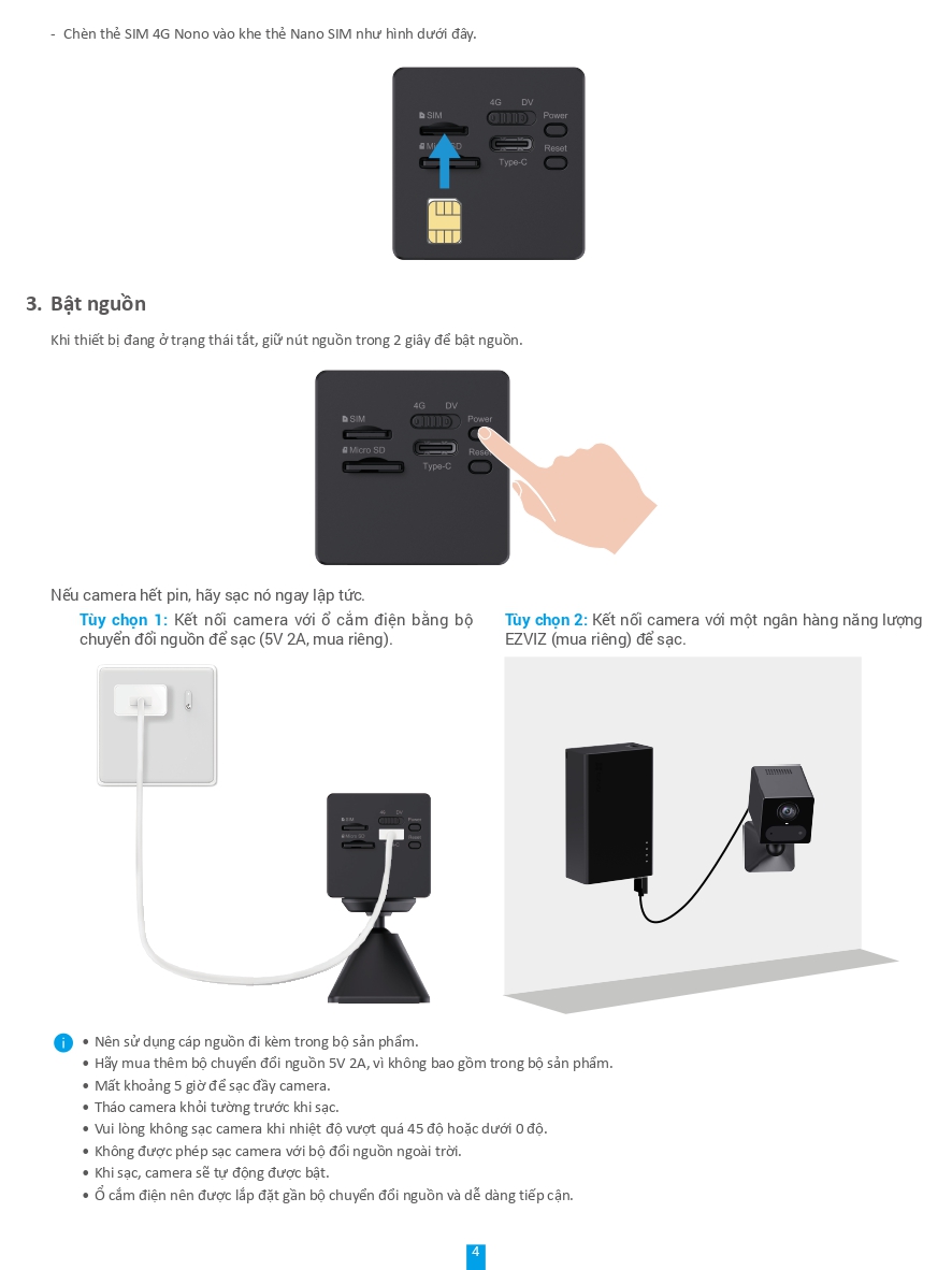 Camera Wifi dùng pin 3MP EZVIZ CB2 4G (2K)