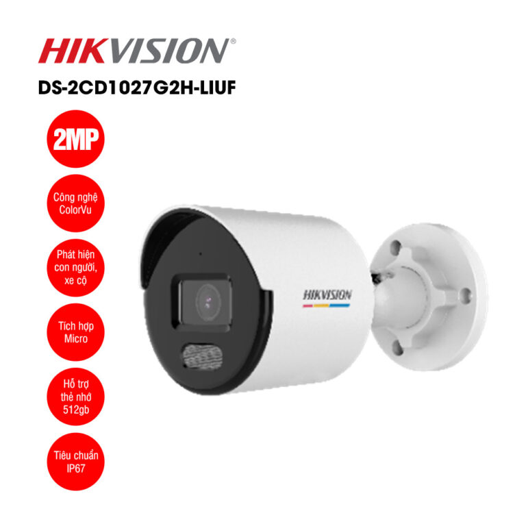 Camera IP 2MP thân trụ HIKVISION DS-2CD1027G2H-LIUF