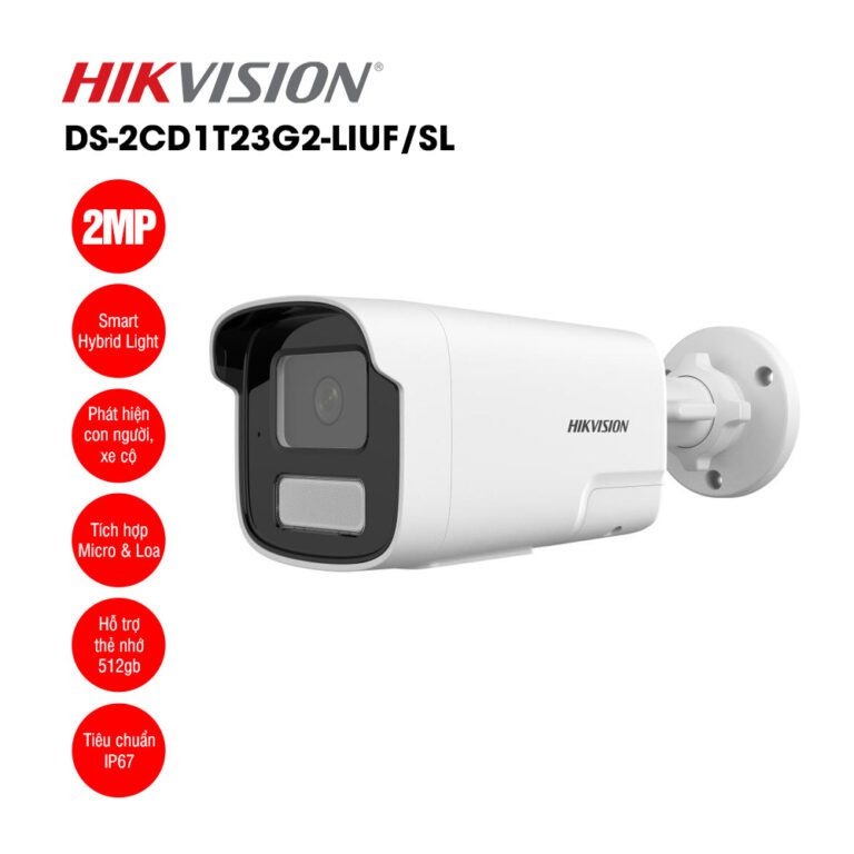 Camera IP 2MP thân trụ HIKVISION DS-2CD1T23G2-LIUF/SL