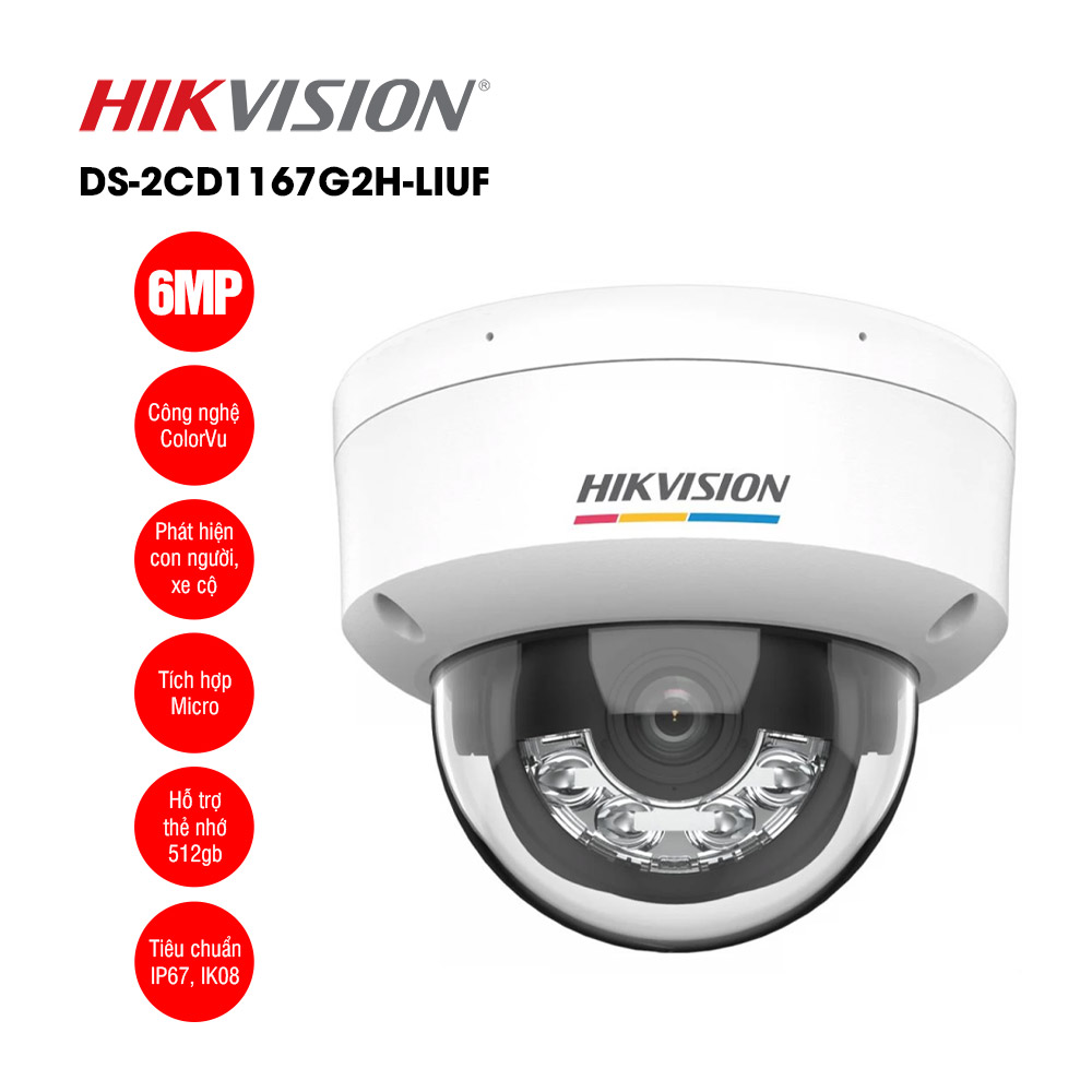 Camera IP 6MP bán cầu HIKVISION DS-2CD1167G2H-LIUF