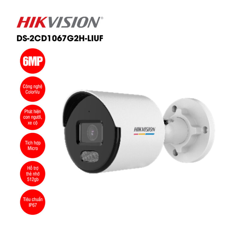 Camera IP 6MP thân trụ HIKVISION DS-2CD1067G2H-LIUF