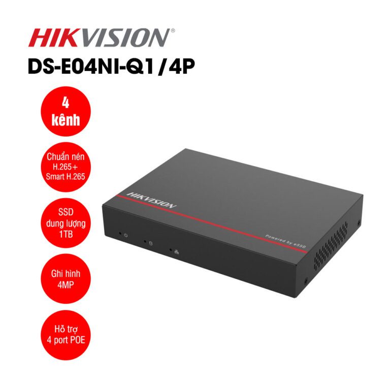 Đầu ghi IP 4 kênh tích hợp ổ cứng SSD Hikvision DS-E04NI-Q1/4P 1 Đầu ghi IP 4 kênh tích hợp ổ cứng SSD Hikvision DS-E04NI-Q1/4P