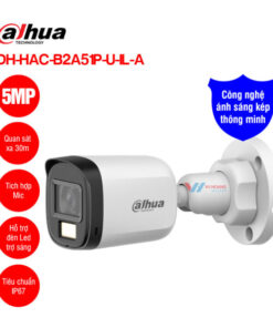 Camera HDCVI Full Color ánh sáng kép 5MP Dahua DH-HAC-B2A51P-U-IL-A