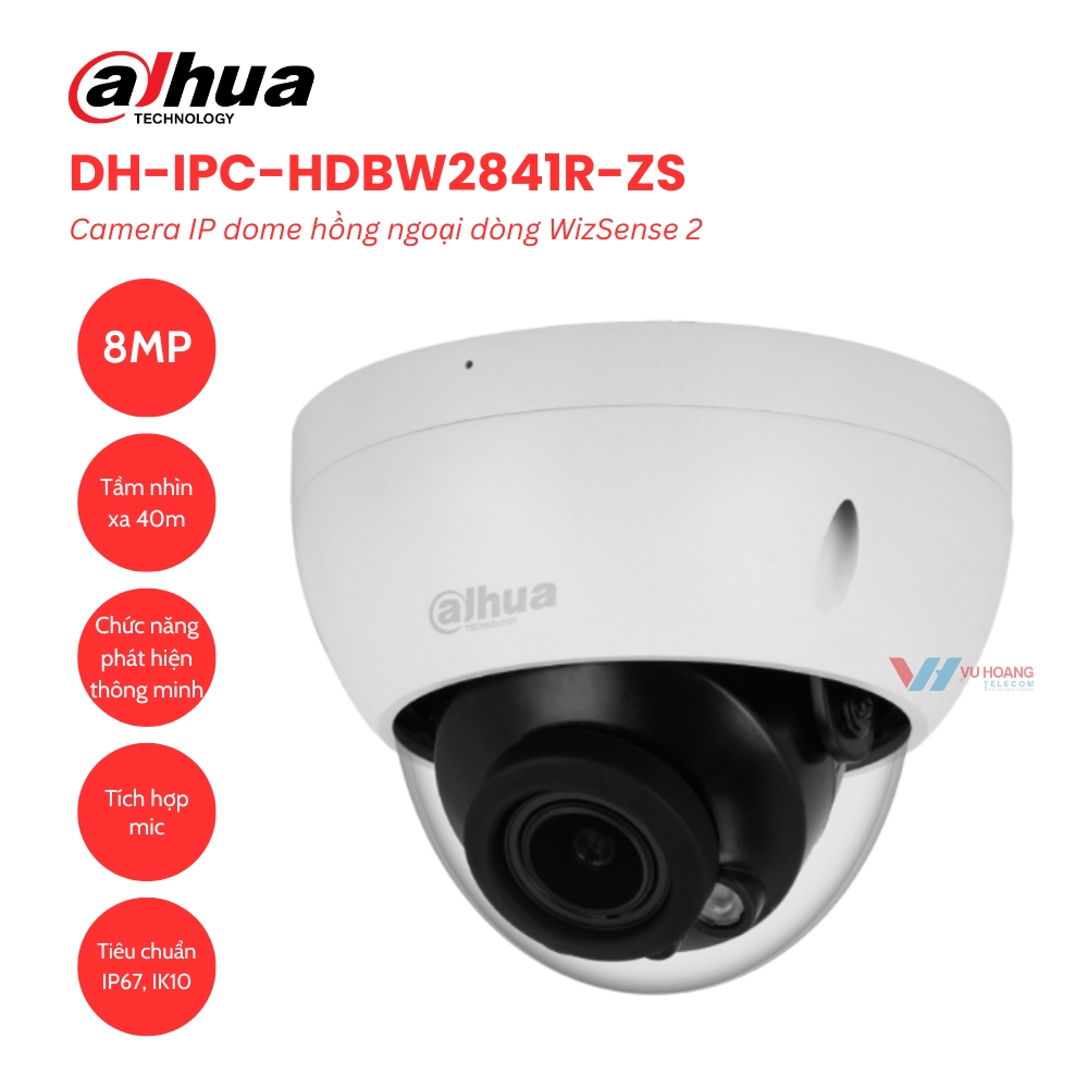 Camera IP 8MP Dome DAHUA DH-IPC-HDBW2841R-ZS 1 Camera IP 8MP Dome DAHUA DH-IPC-HDBW2841R-ZS