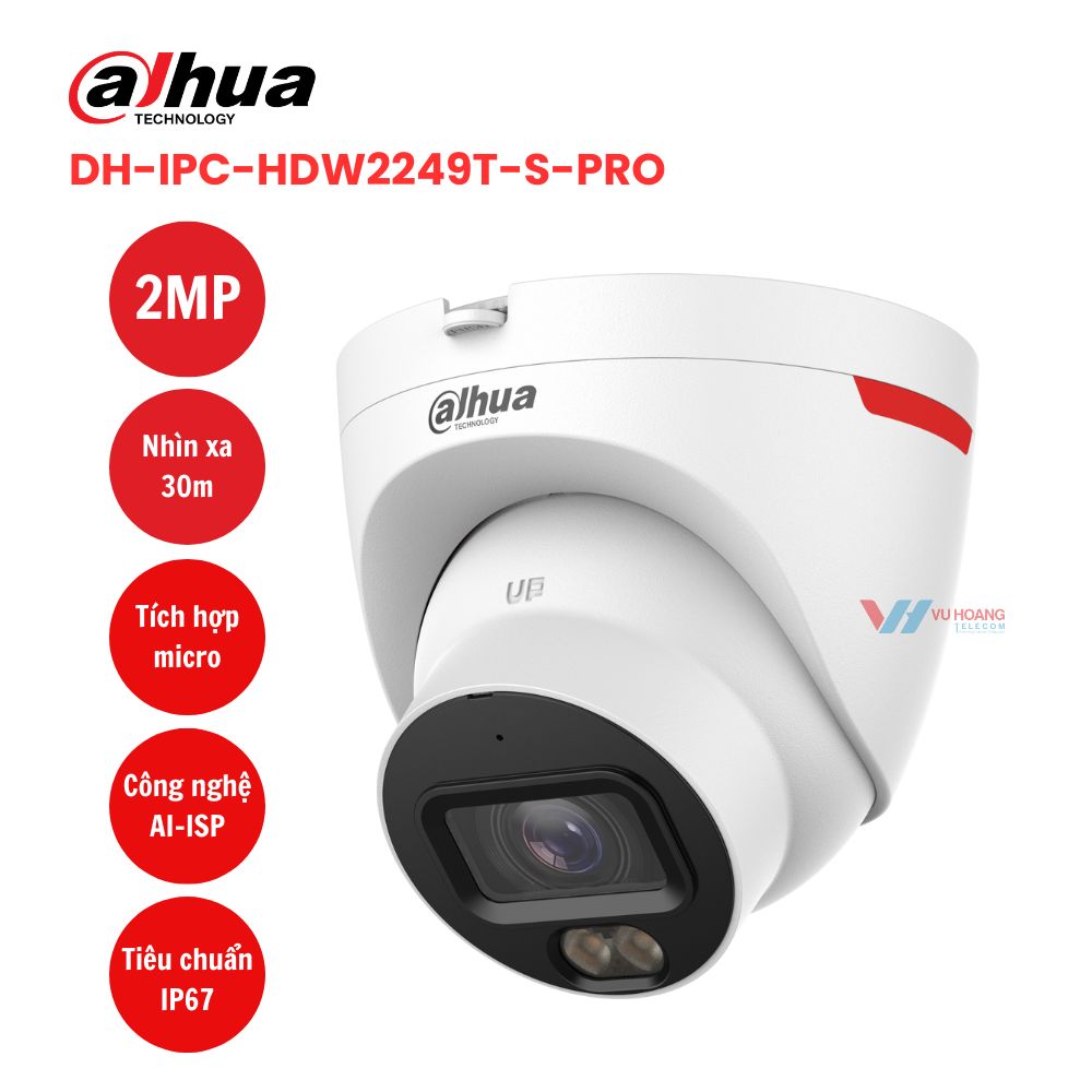 Camera IP 2MP DAHUA DH-IPC-HDW2249T-S-PRO (Có mic) 1 Camera IP 2MP DAHUA DH-IPC-HDW2249T-S-PRO (Có mic)