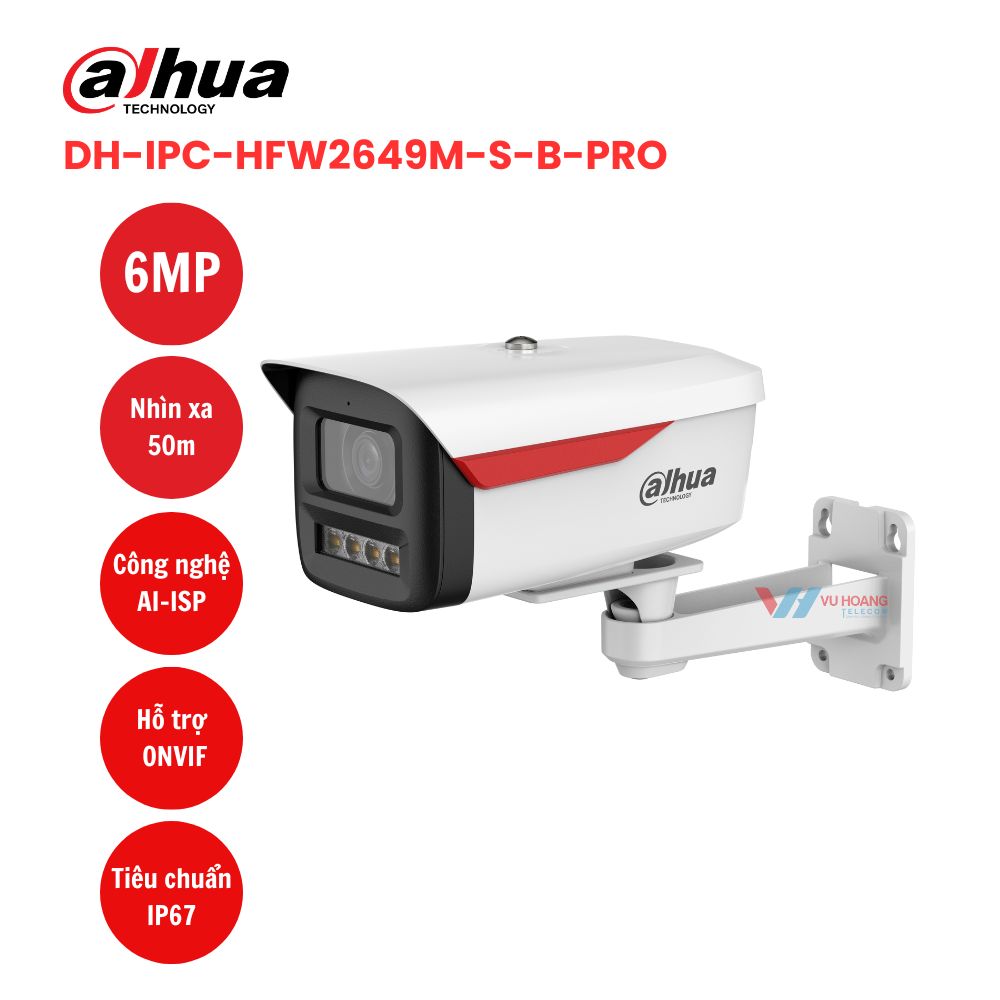 Camera IP 6MP DAHUA DH-IPC-HFW2649M-S-B-PRO (Có mic) 1 Camera IP 6MP DAHUA DH-IPC-HFW2649M-S-B-PRO (Có mic)