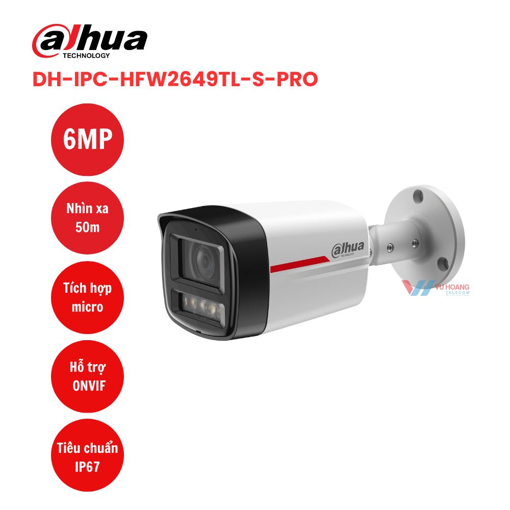 Camera IP 6MP DAHUA DH-IPC-HFW2649TL-S-PRO (Có mic) 1 Camera IP 6MP DAHUA DH-IPC-HFW2649TL-S-PRO (Có mic)