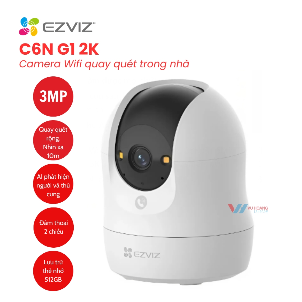 Camera Wifi quay quét EZVIZ C6N G1 2K 3MP (Trong nhà) 1 Camera Wifi quay quét EZVIZ C6N G1 2K 3MP (Trong nhà)
