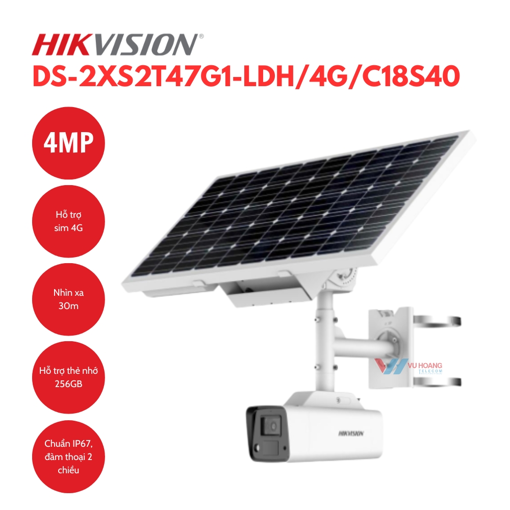 Camera IP năng lượng mặt trời 4G Hikvision DS-2XS2T47G1-LDH/4G/C18S40 1 Camera IP năng lượng mặt trời 4G Hikvision DS-2XS2T47G1-LDH/4G/C18S40