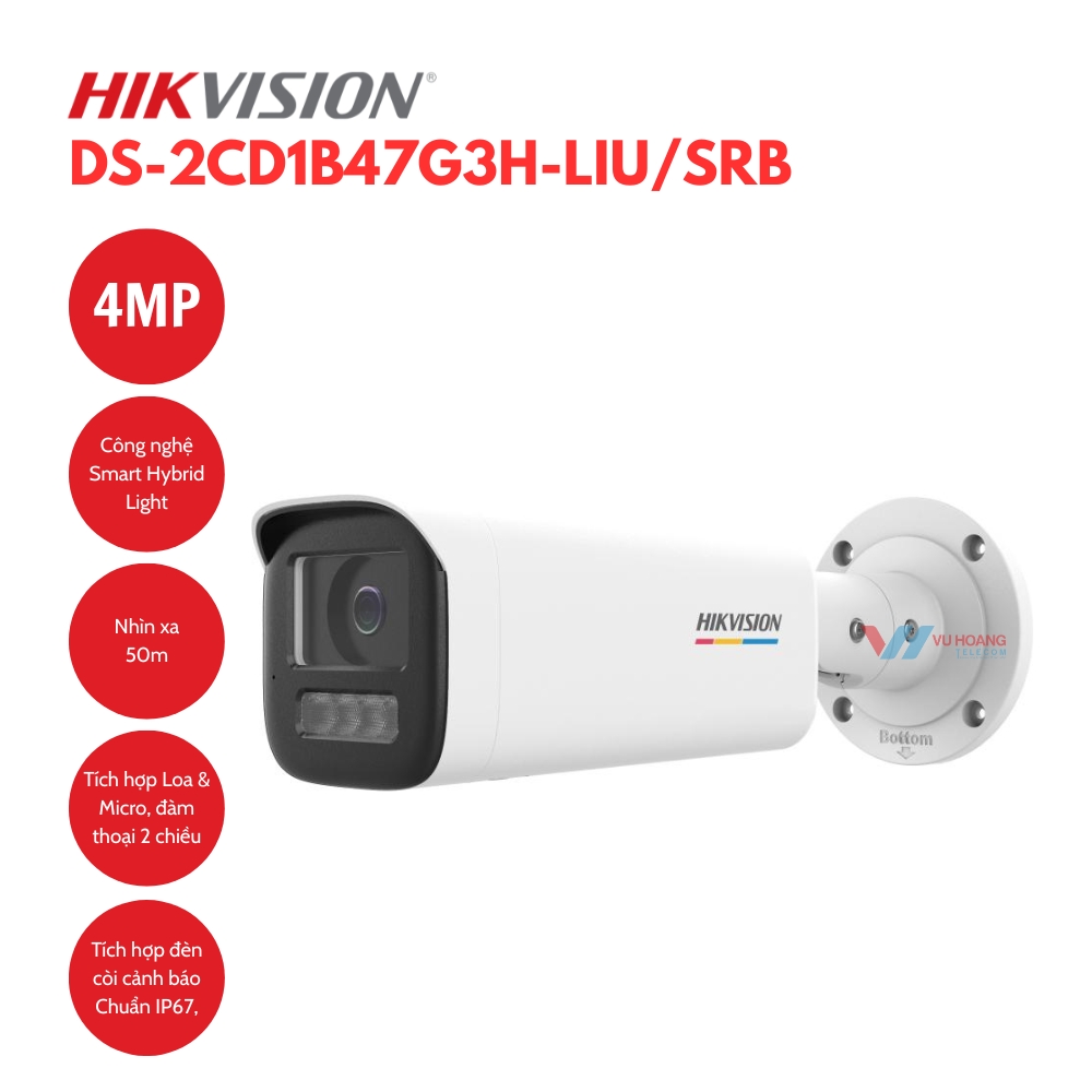 Camera IP 4MP thân trụ HIKVISION DS-2CD1B47G3H-LIU/SRB 1 Camera IP 4MP thân trụ HIKVISION DS-2CD1B47G3H-LIU/SRB