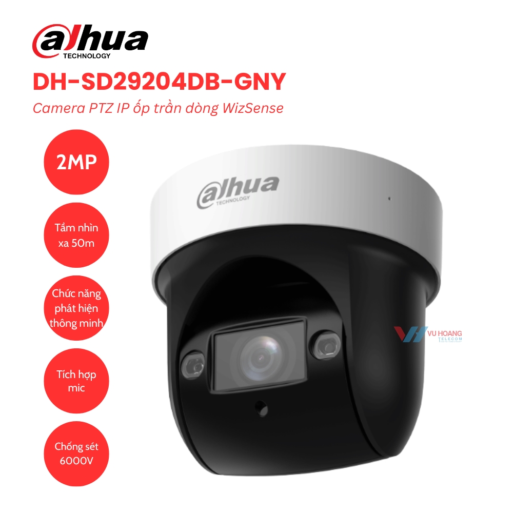 Camera PTZ IP 2MP ốp trần DAHUA DH-SD29204DB-GNY 1 Camera PTZ IP 2MP ốp trần DAHUA DH-SD29204DB-GNY