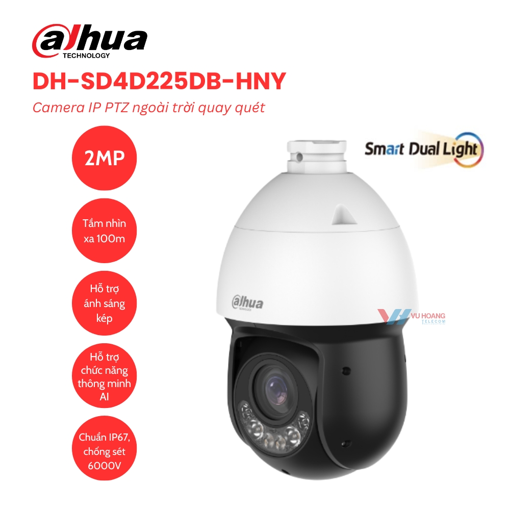 Camera IP PTZ 2MP ngoài trời quay quét DAHUA DH-SD4D225DB-HNY 1 Camera IP PTZ 2MP ngoài trời quay quét DAHUA DH-SD4D225DB-HNY