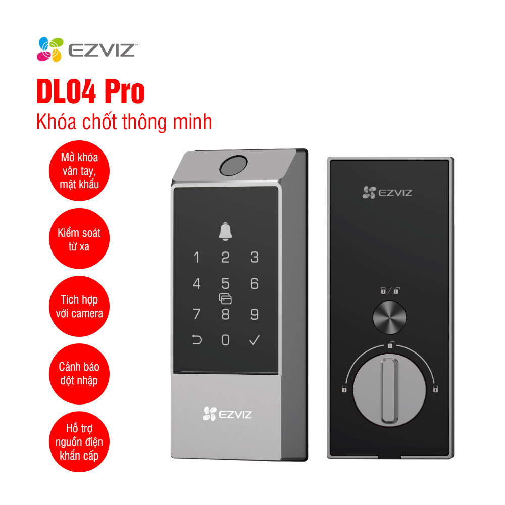 Khóa chốt thông minh EZVIZ DL04 Pro 1 Khóa chốt thông minh EZVIZ DL04 Pro