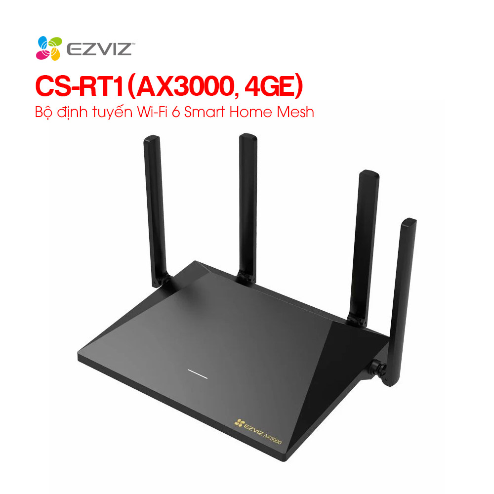 Router 1800Mps WiFi 6 EZVIZ CS-RT1 (AX3000, 4GE) 2 Router 1800Mps WiFi 6 EZVIZ CS-RT1 (AX3000, 4GE) - Ảnh 2